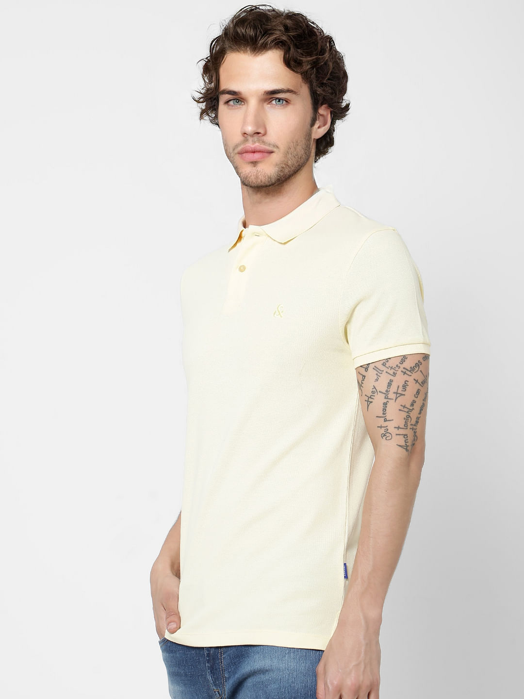 Light Yellow Polo Neck T-shirt