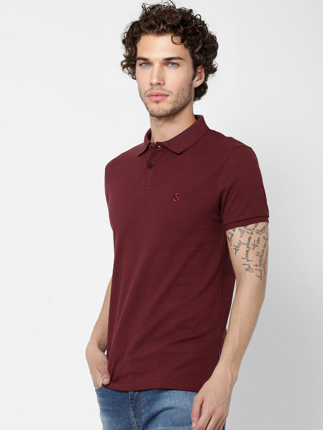 Maroon Polo Neck T-shirt