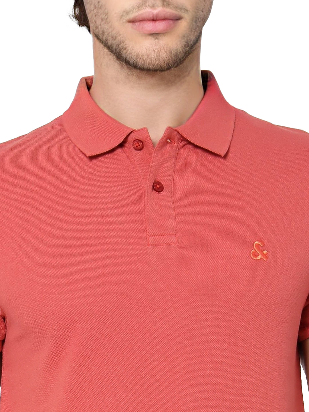 Coral Polo Neck T-shirt