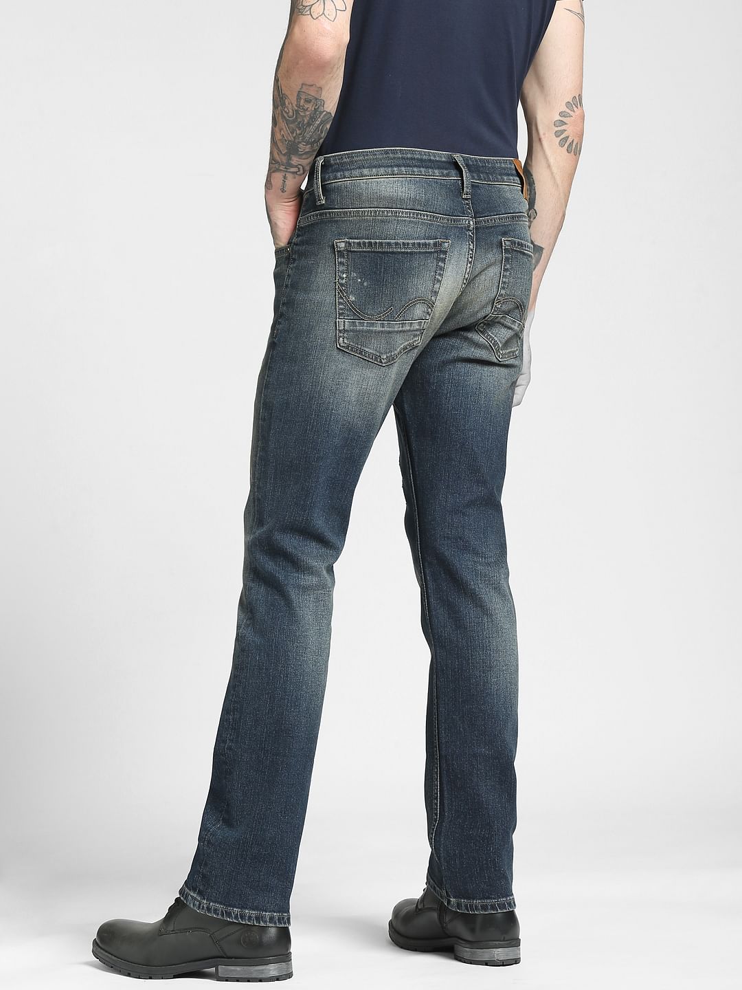 Blue Mid Rise Clark Straight Jeans