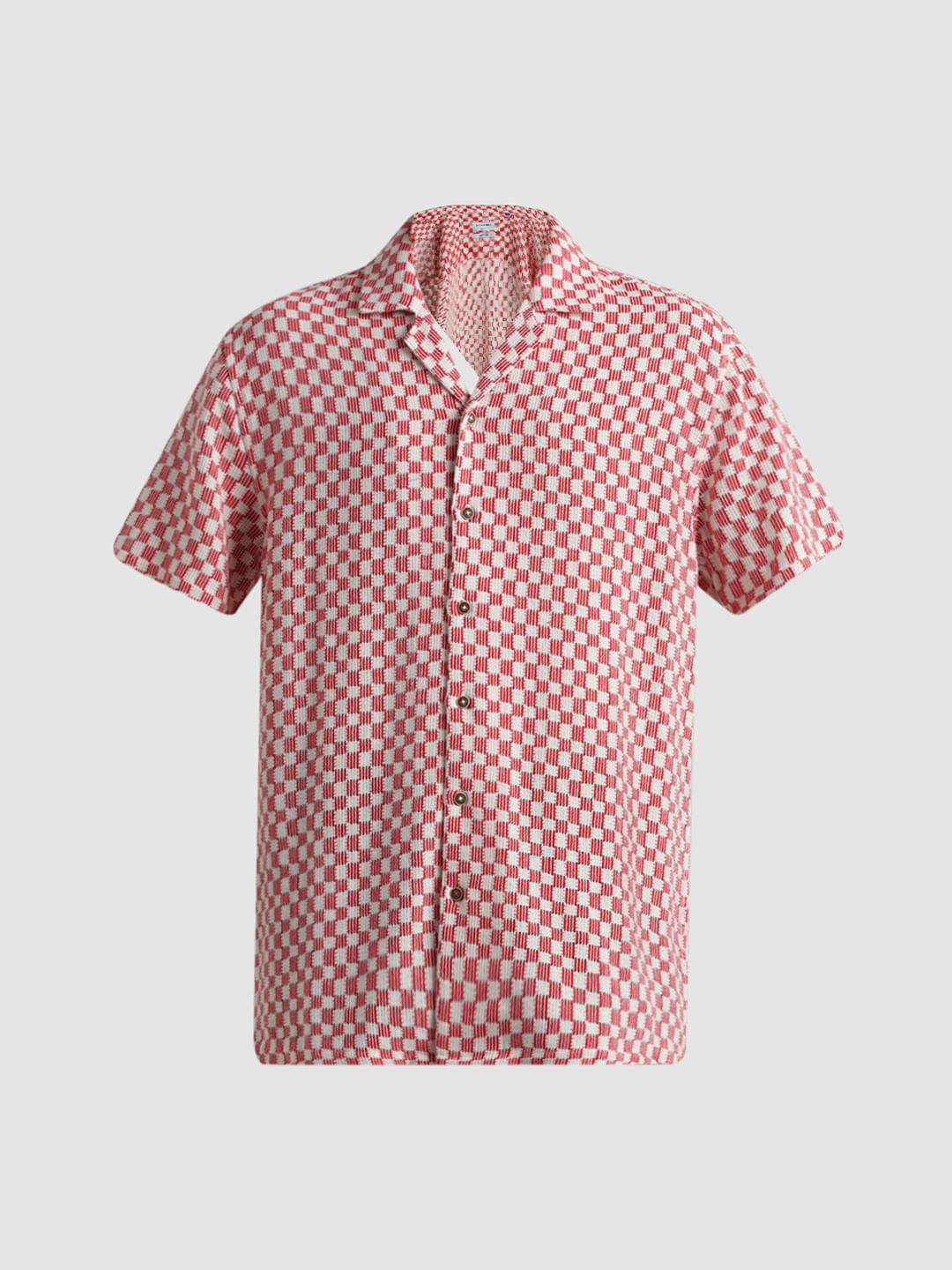 Red Printed Short Sleeves Shirt