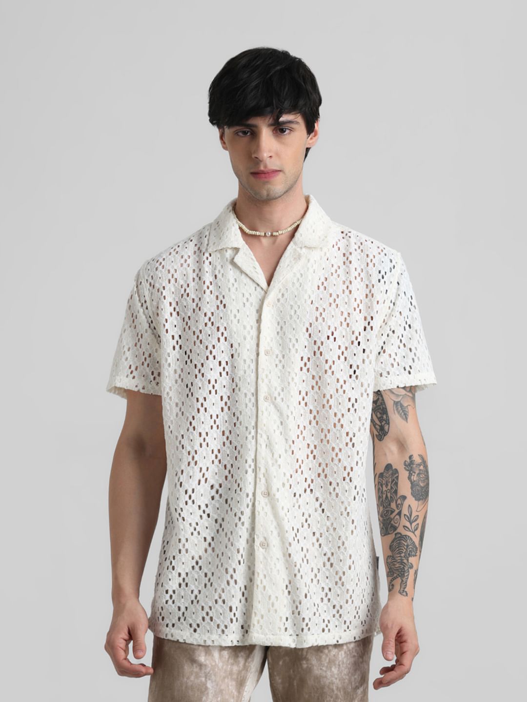 Off-White Cut-Out Short Sleeves Shirt - S