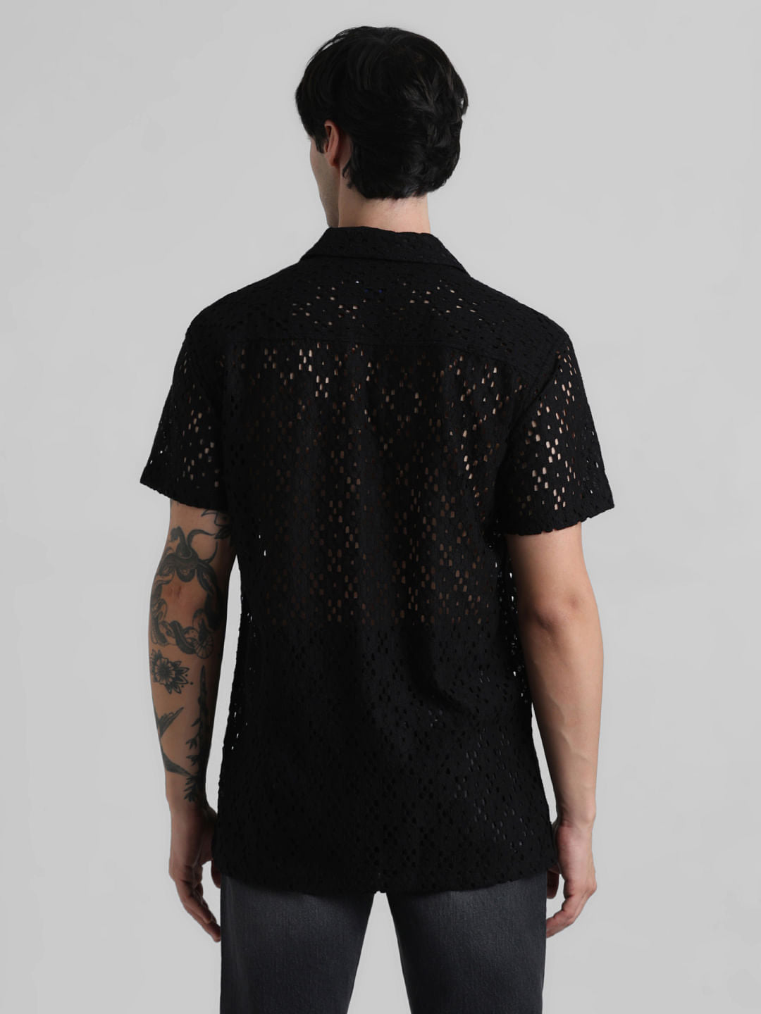 Black Cut-Out Short Sleeves Shirt