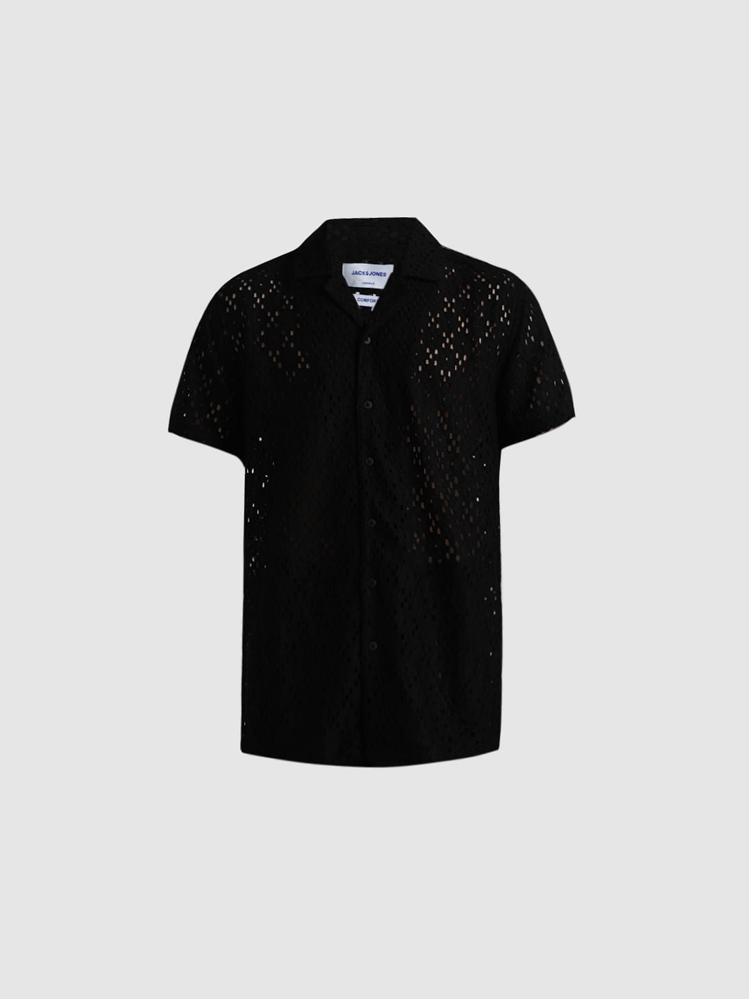 Black Cut-Out Short Sleeves Shirt