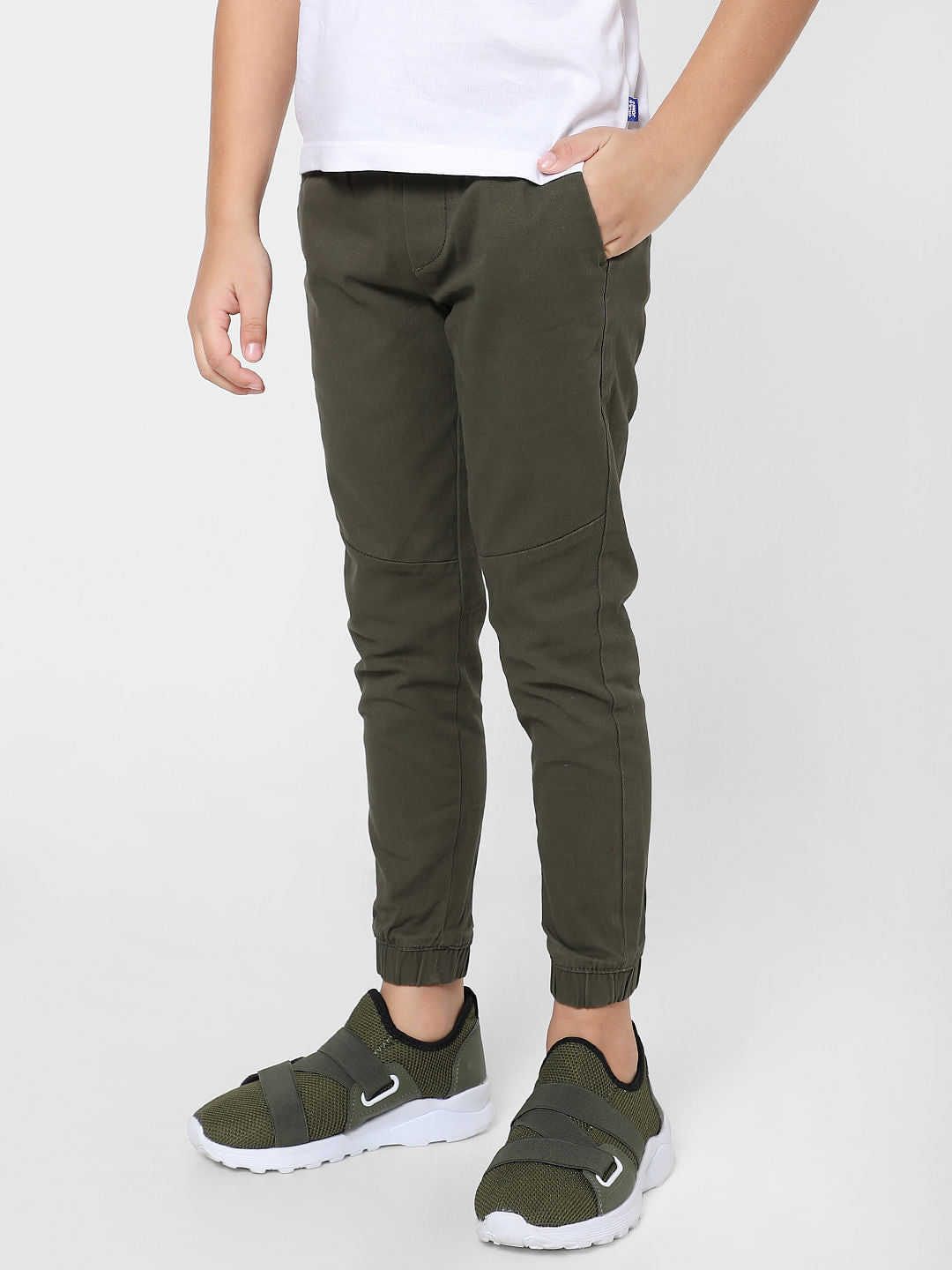 BOYS Dark Green Mid Rise Joggers