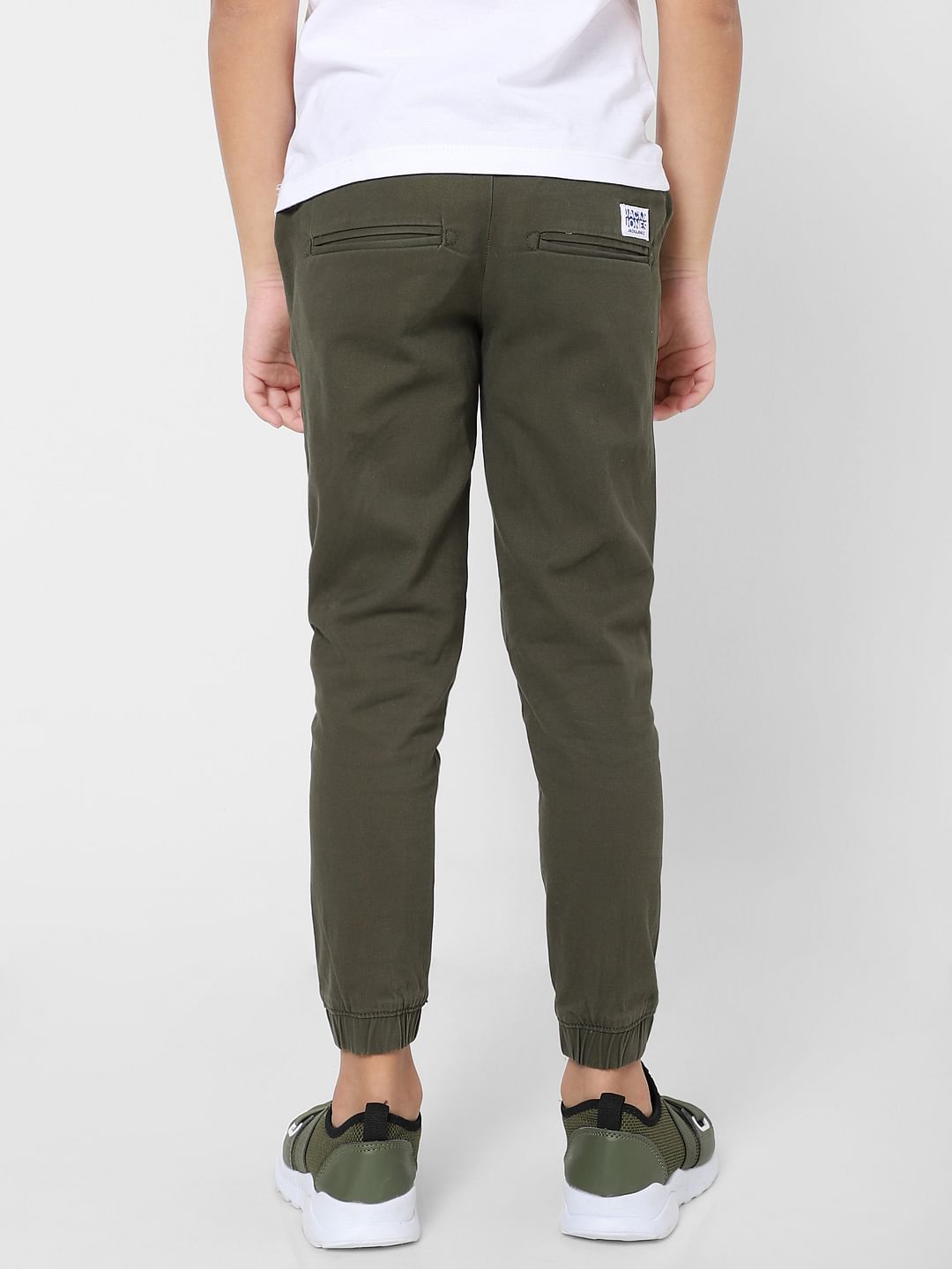 BOYS Dark Green Mid Rise Joggers