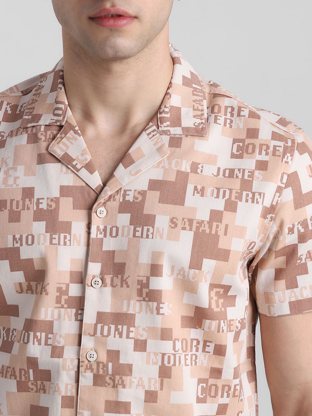 Brown Printed Co-ord Set Shirt