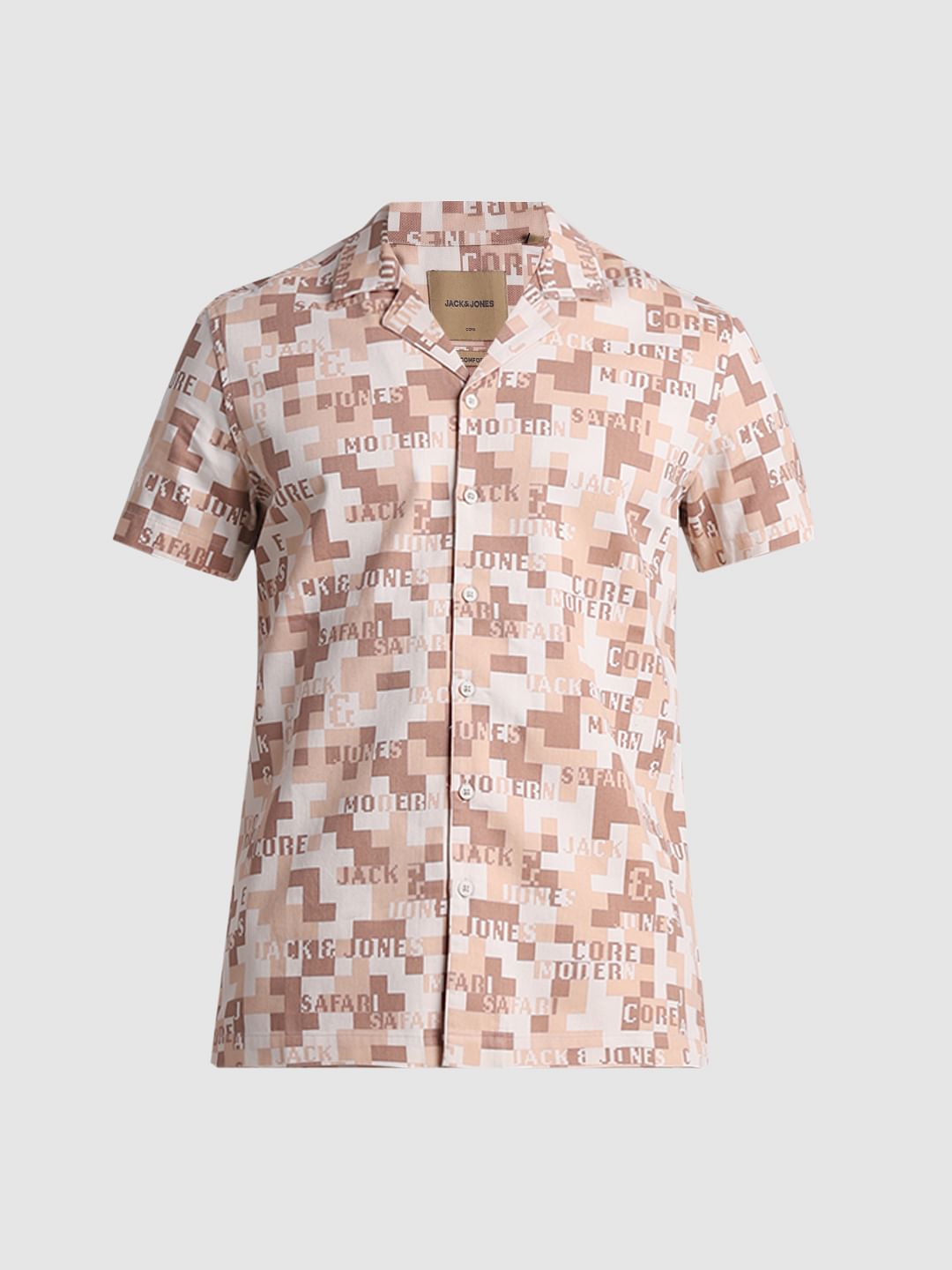 Brown Printed Co-ord Set Shirt