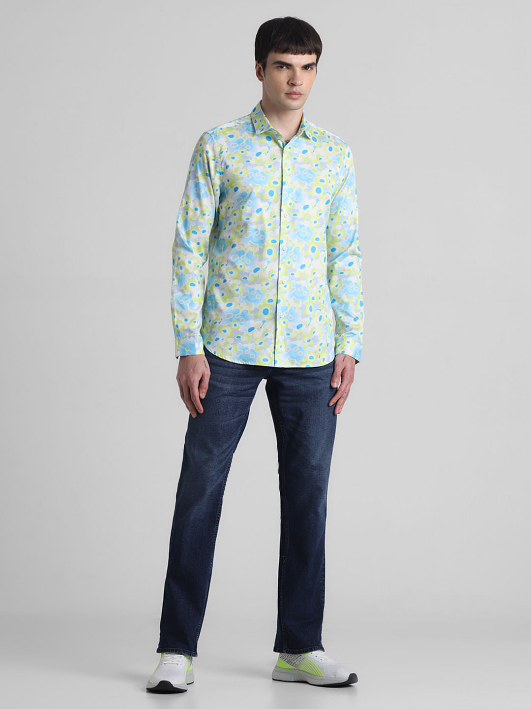 Green Floral Full Sleeves Shirt