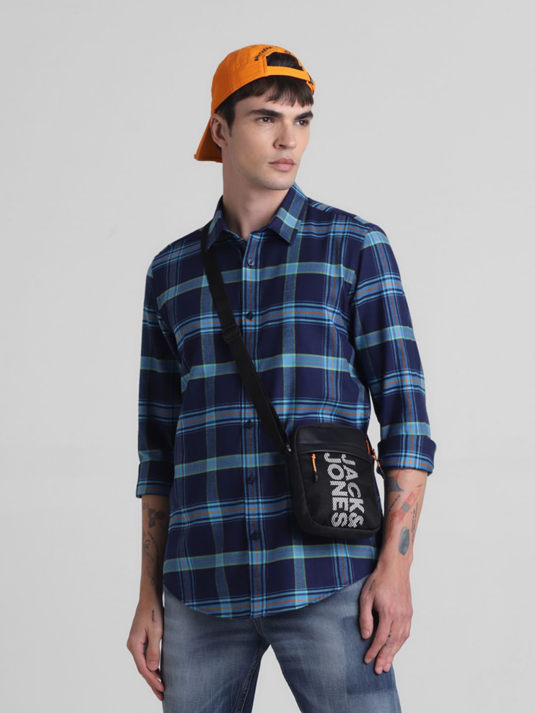 Blue Check Full Sleeves Shirt - S