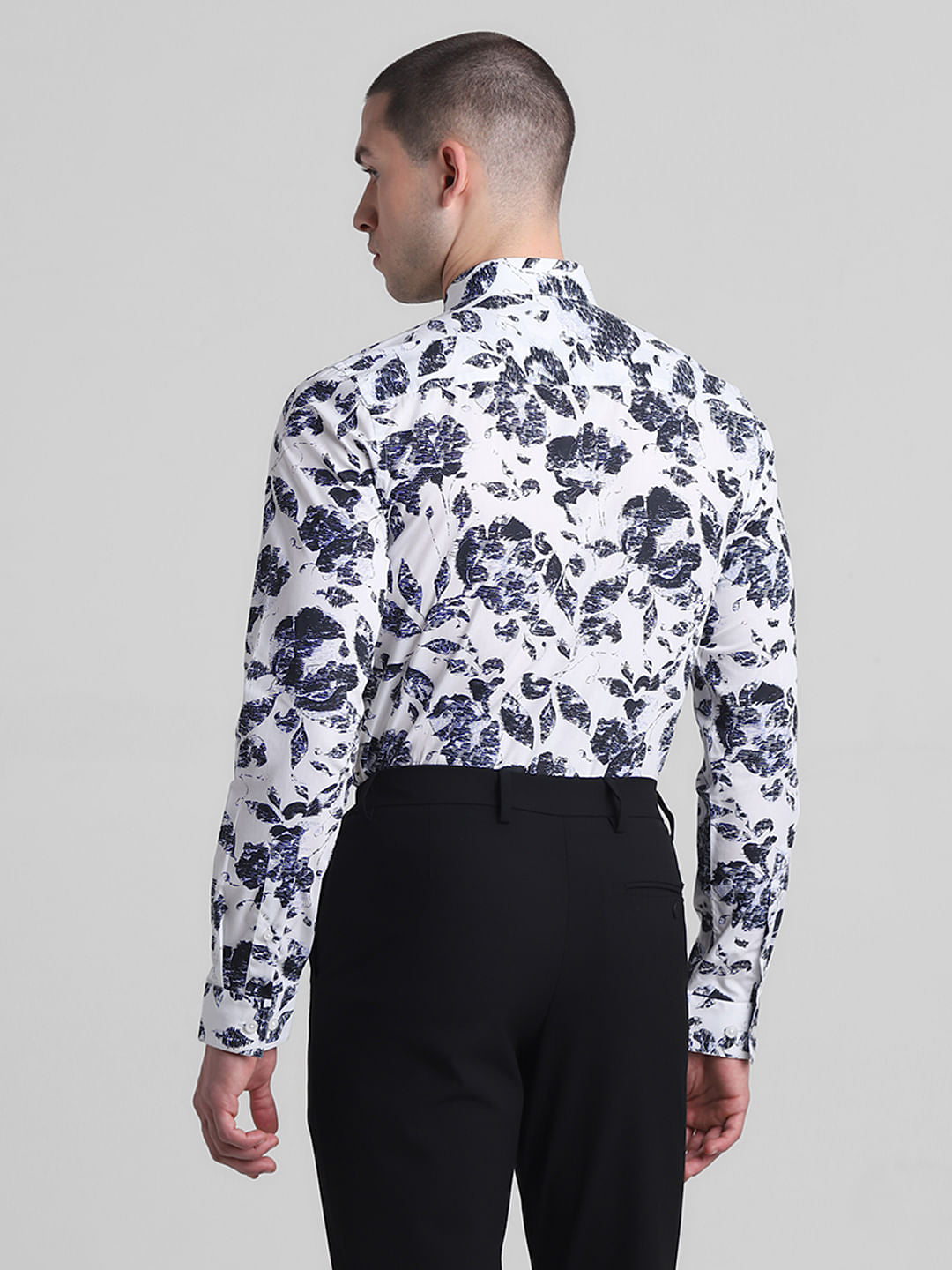White Printed Full Sleeves Shirt