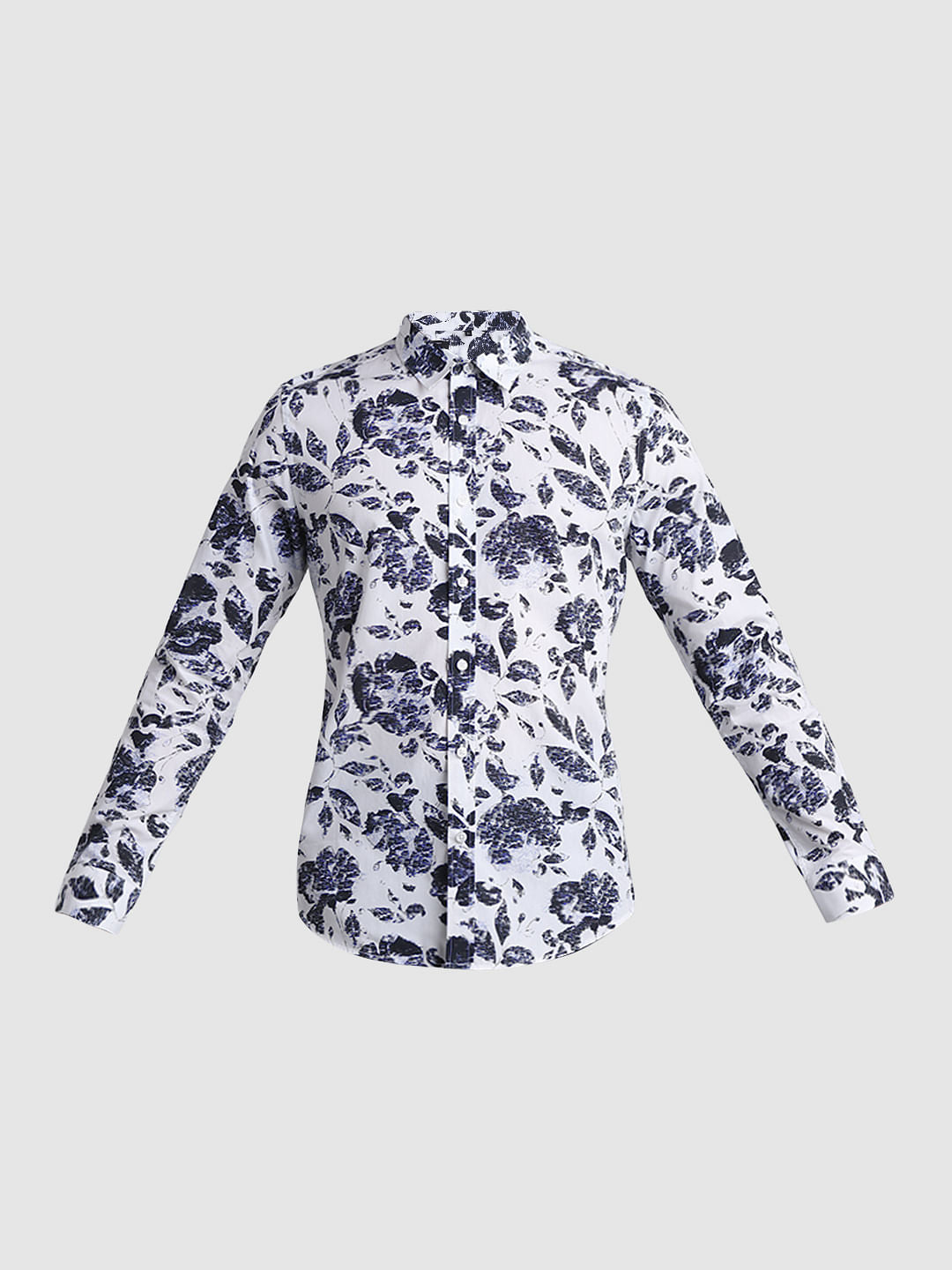 White Printed Full Sleeves Shirt