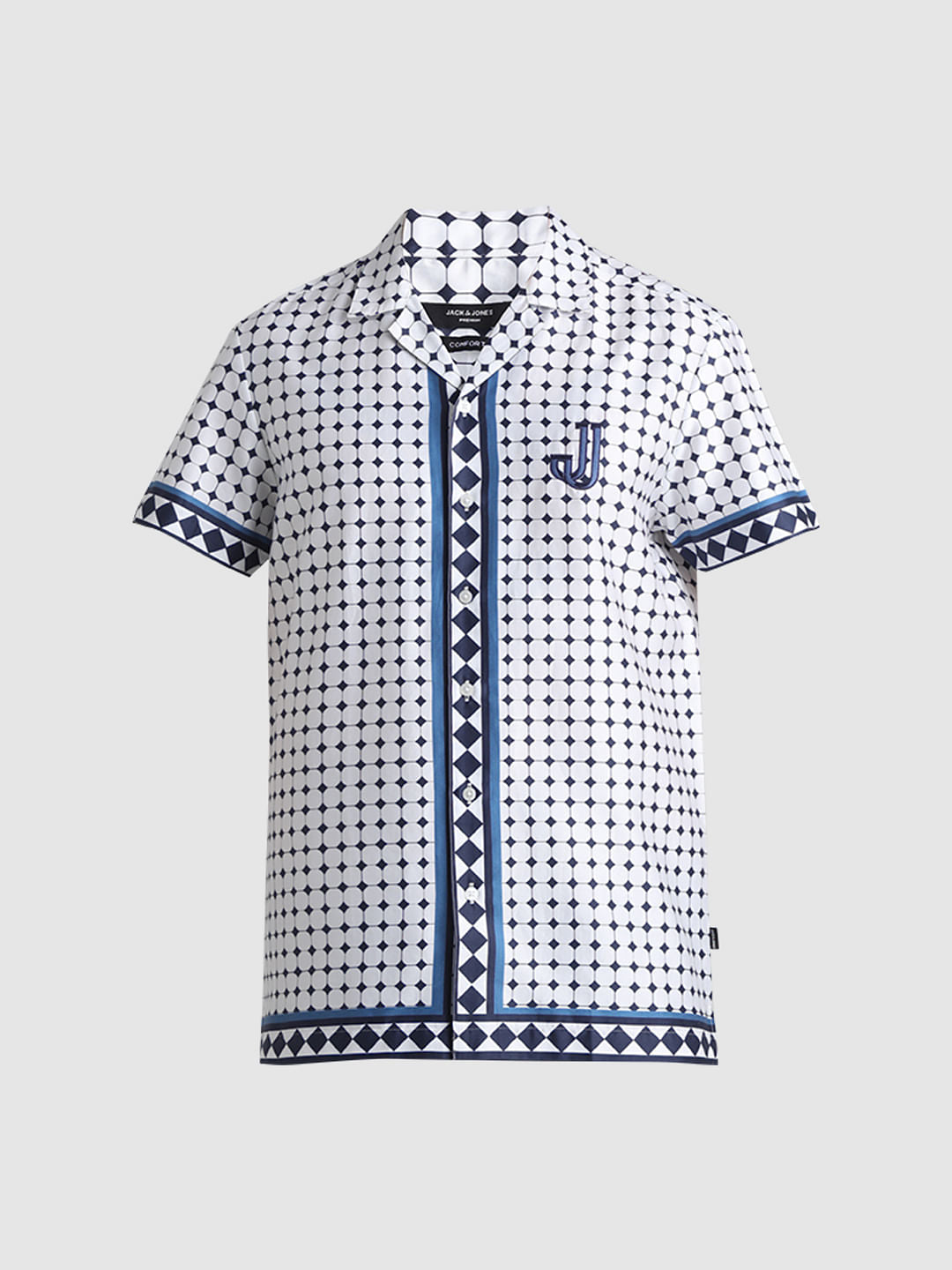 White Printed Short Sleeves Shirt