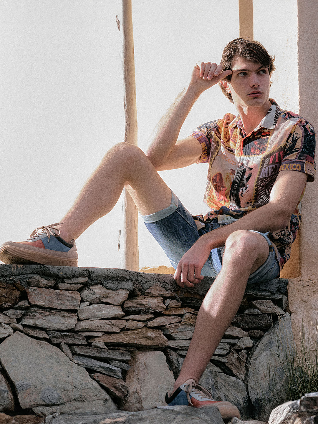 Orange Mexico Collage Print Shirt - S