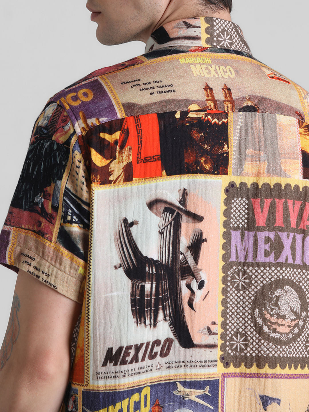 Orange Mexico Collage Print Shirt