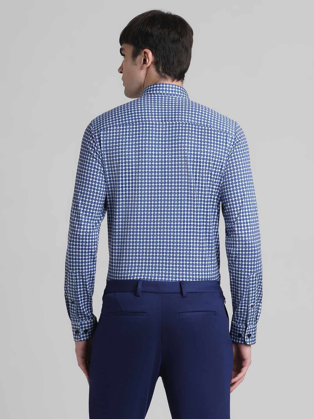 Blue Printed Knit Shirt