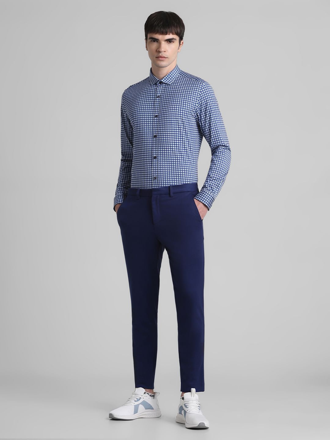 Blue Printed Knit Shirt