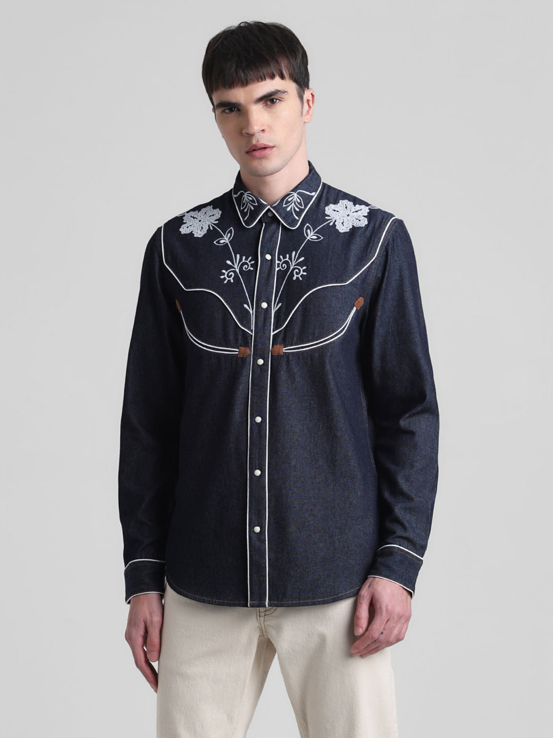 Blue Cowboy Embroidered Shirt