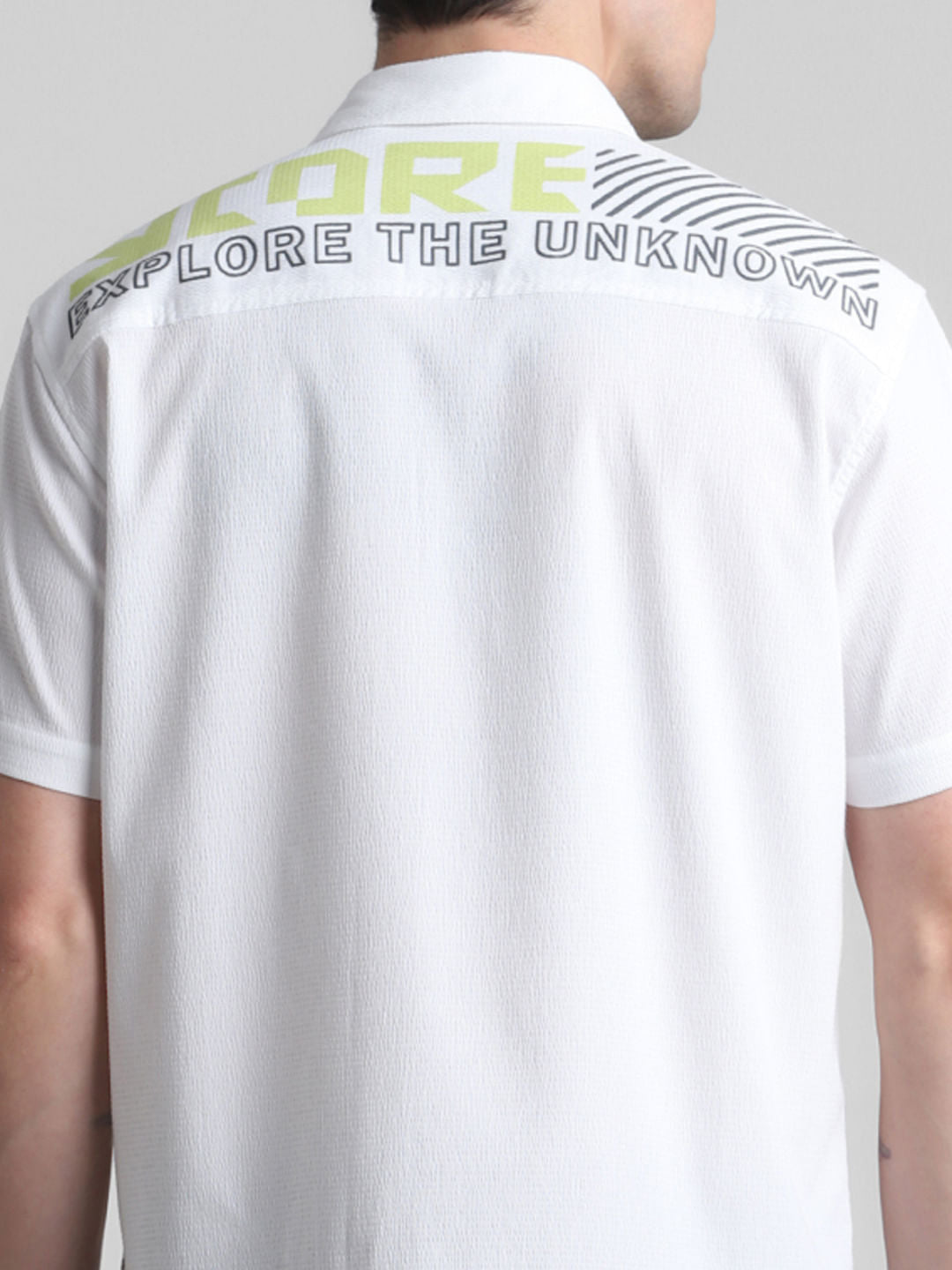 White Printed Short Sleeves Shirt