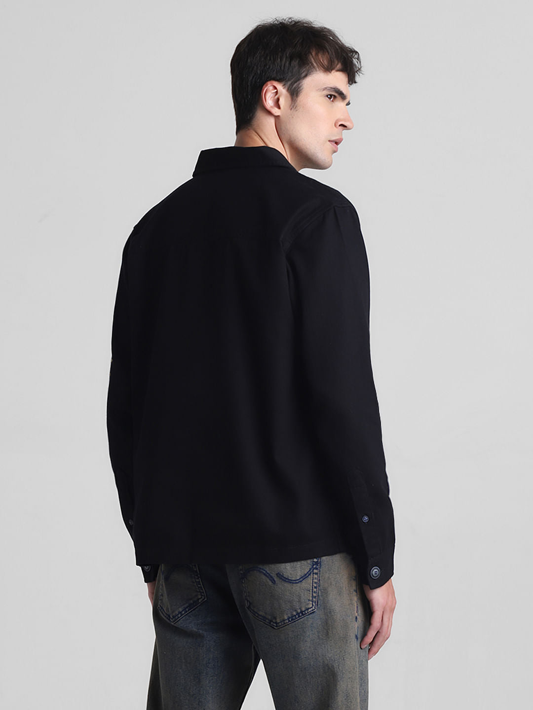 Black Embroidered Oversized Full Sleeves Shirt