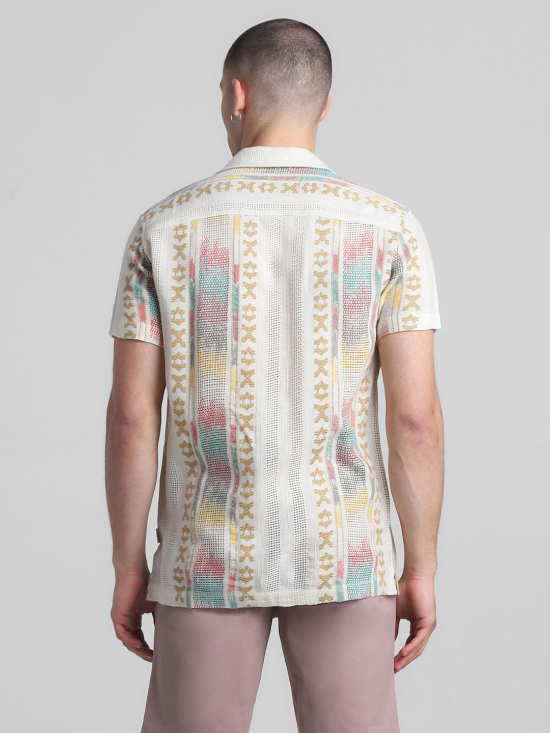 Beige Printed Jacquard Shirt