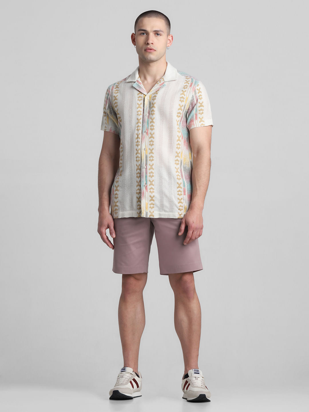 Beige Printed Jacquard Shirt