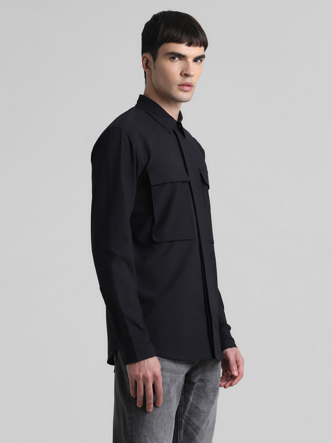 Black Oversized Pocket Shirt