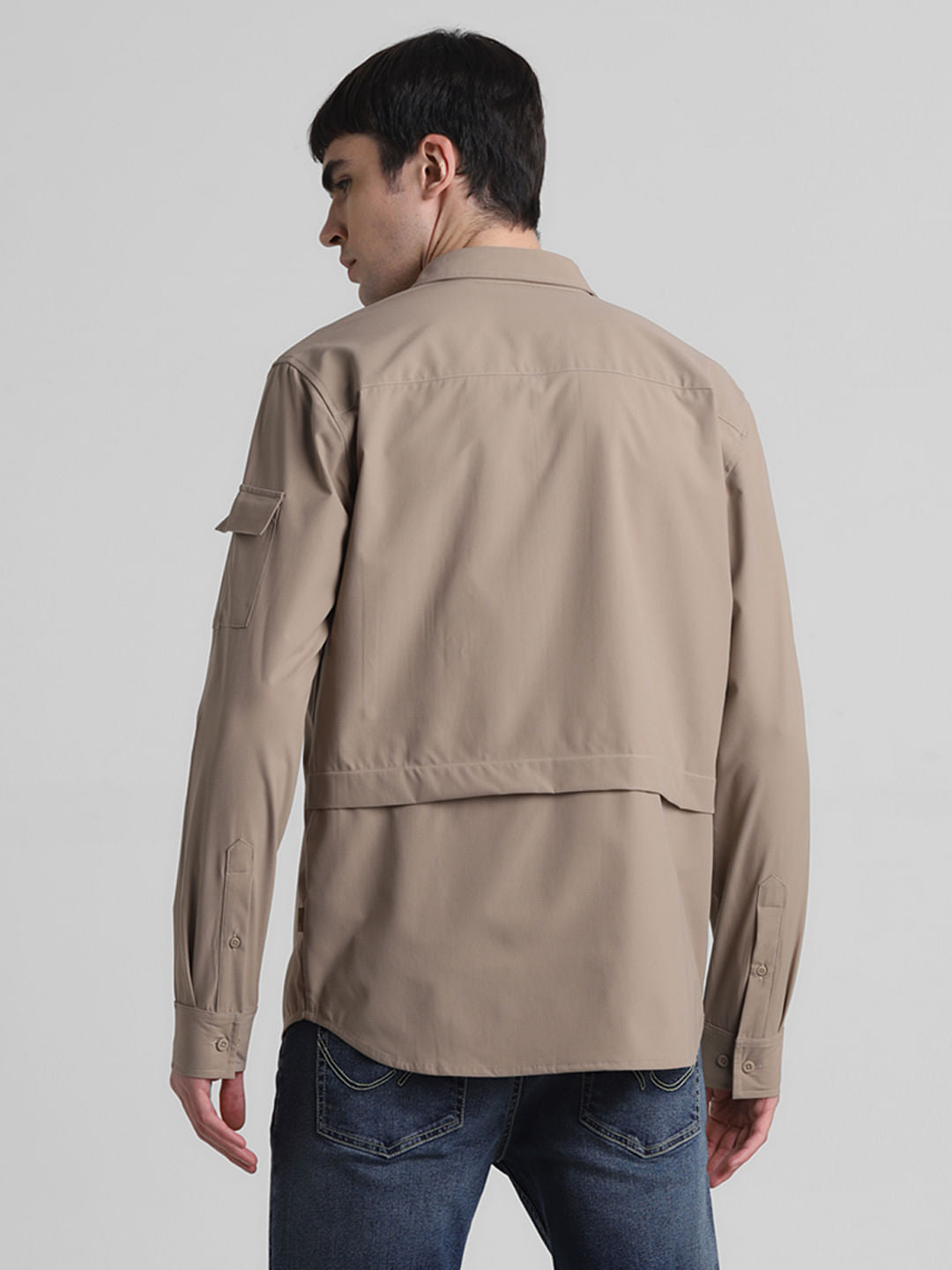 Beige Oversized Pocket Shirt