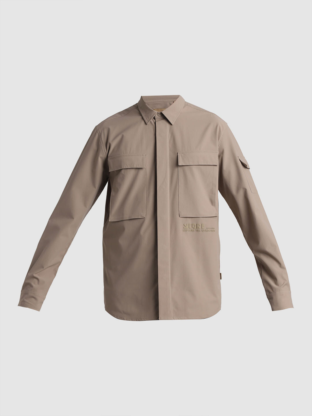 Beige Oversized Pocket Shirt