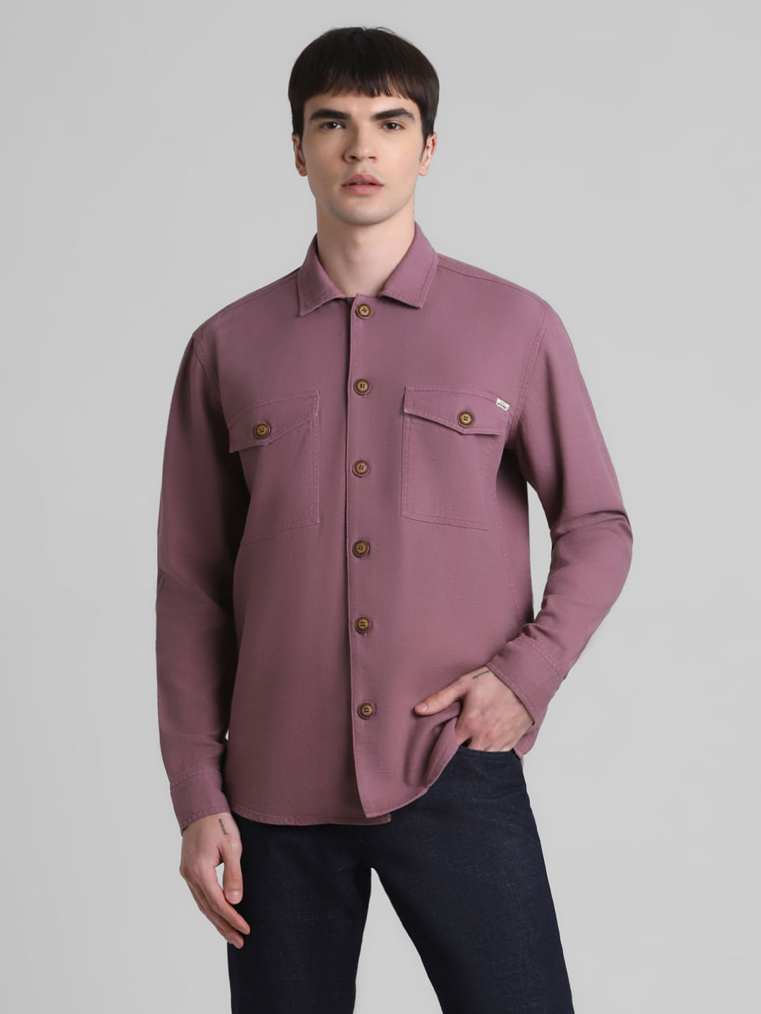 Pink Cotton Oversized Full Sleeves Shirt