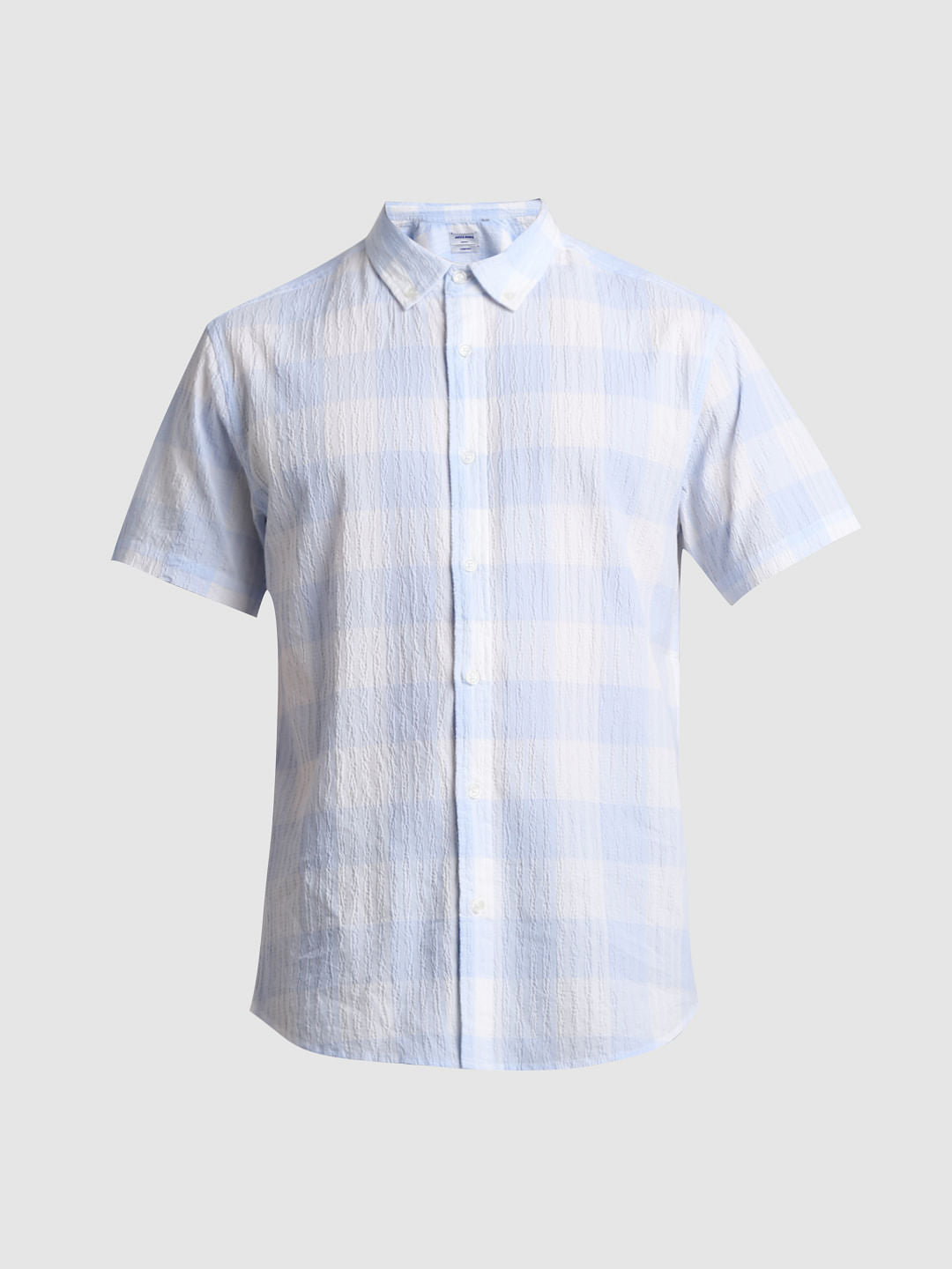 Light Blue Check Short Sleeves Shirt