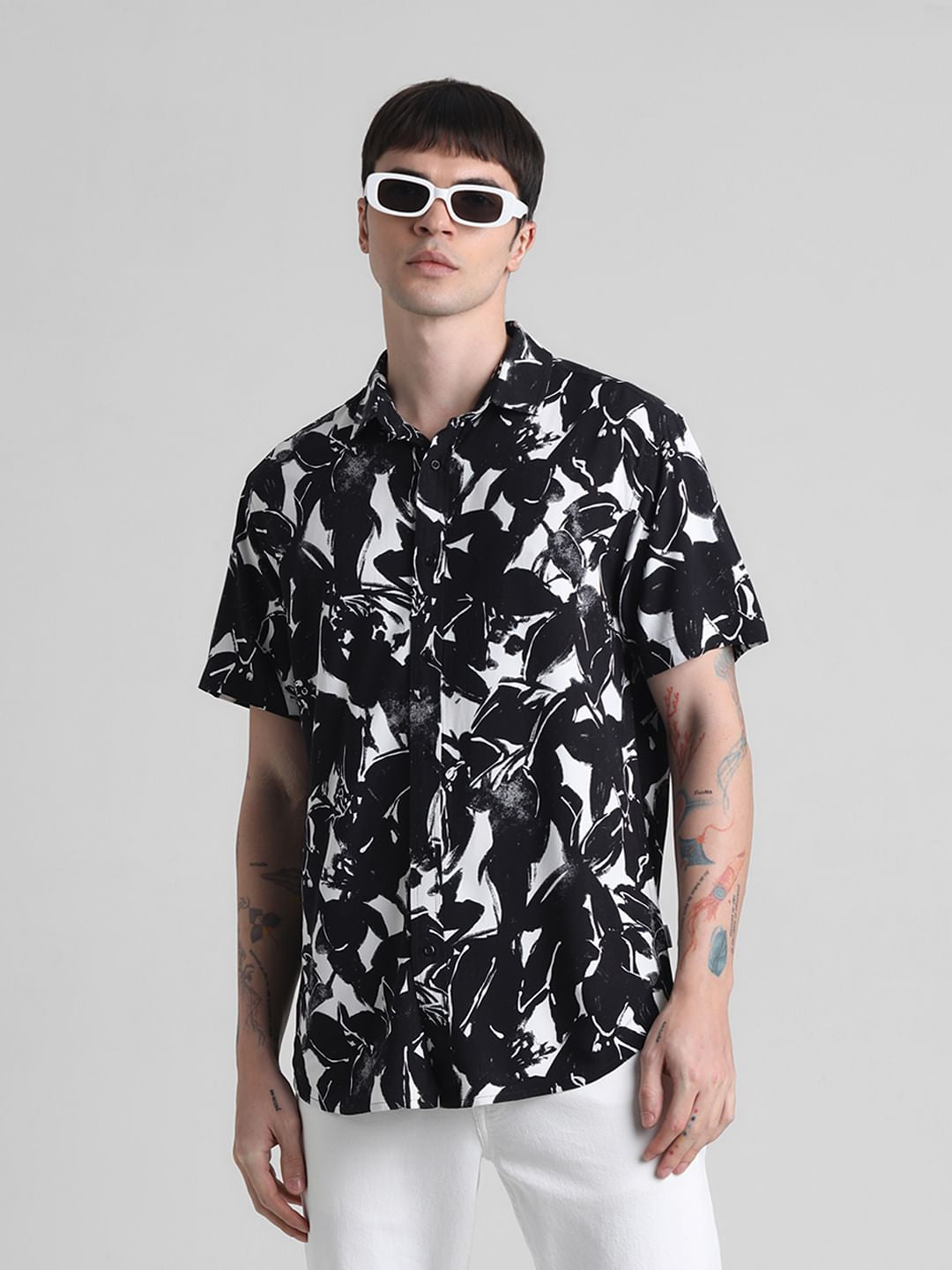 Black Monochrome Print Shirt - S