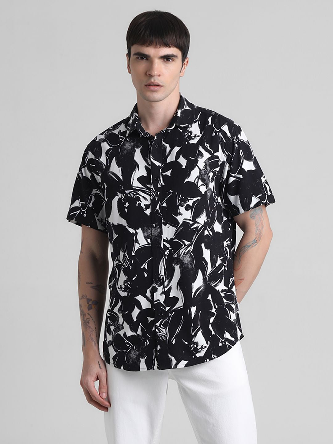 Black Monochrome Print Shirt