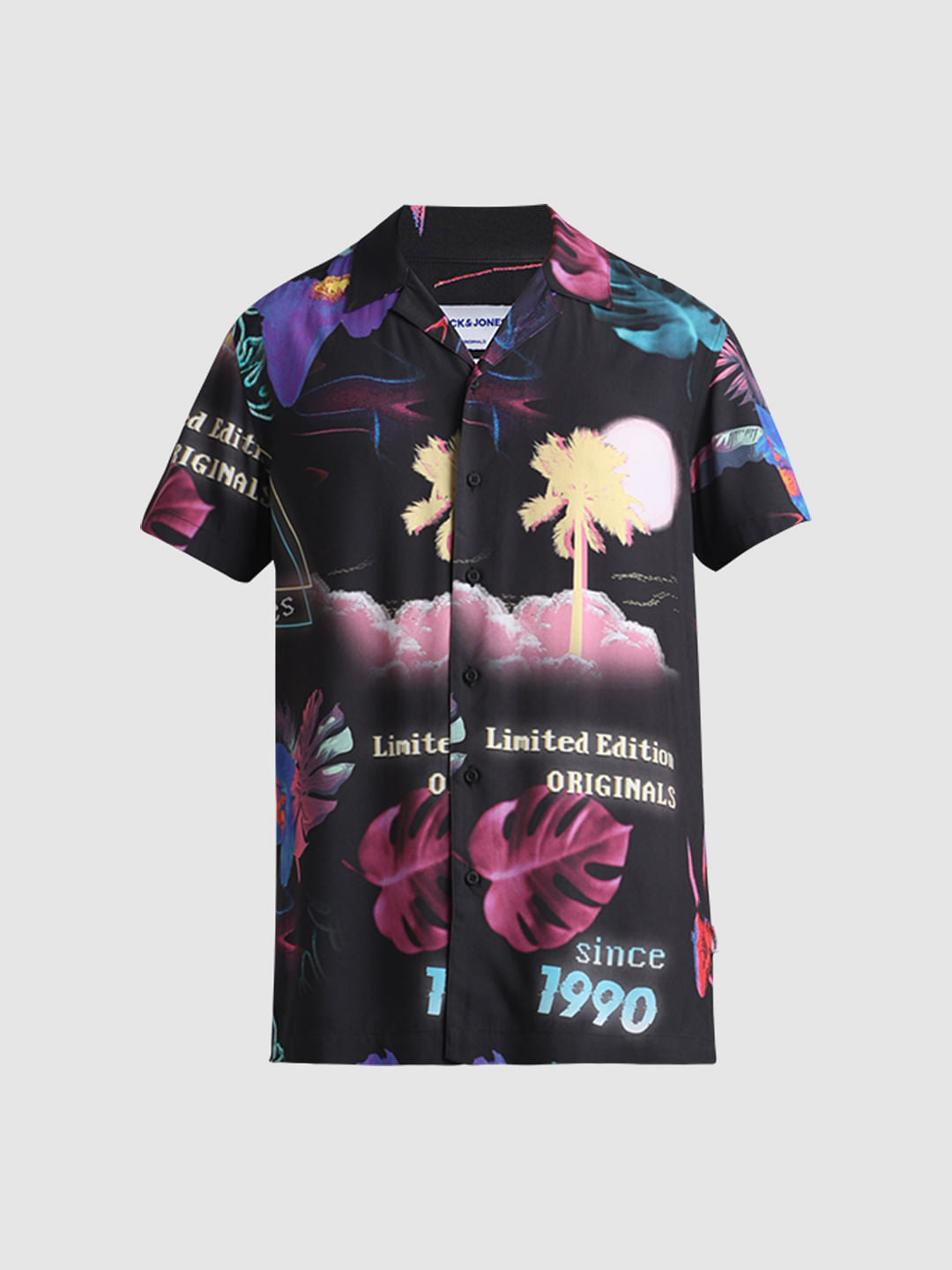 Black Printed Short Sleeves Shirt