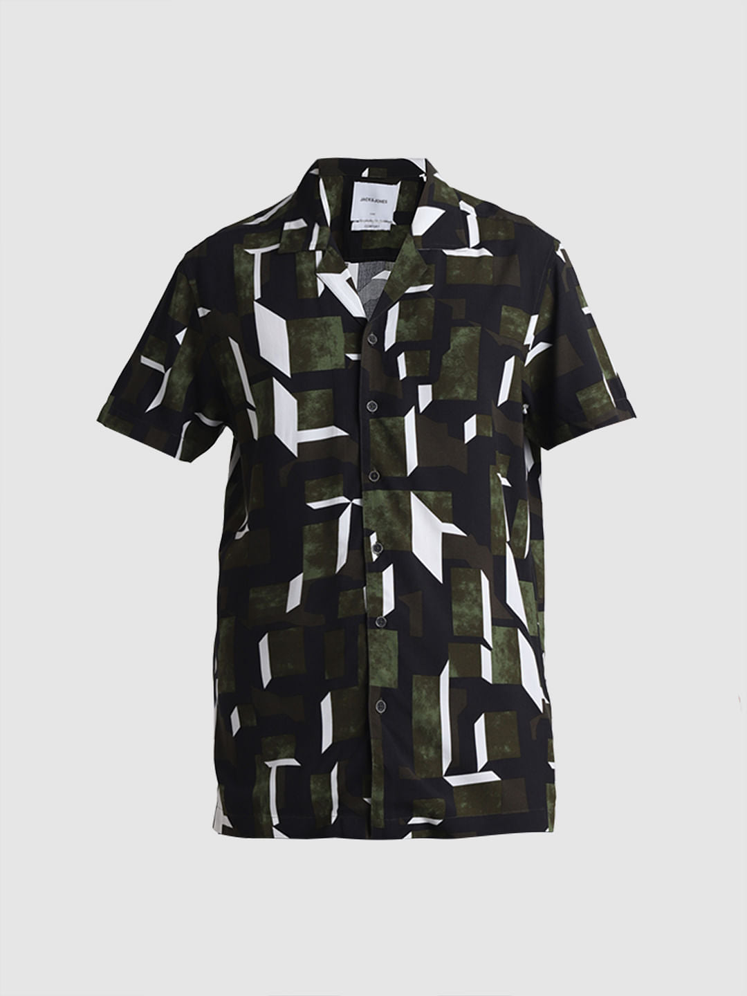 Green Printed Short Sleeves Shirt