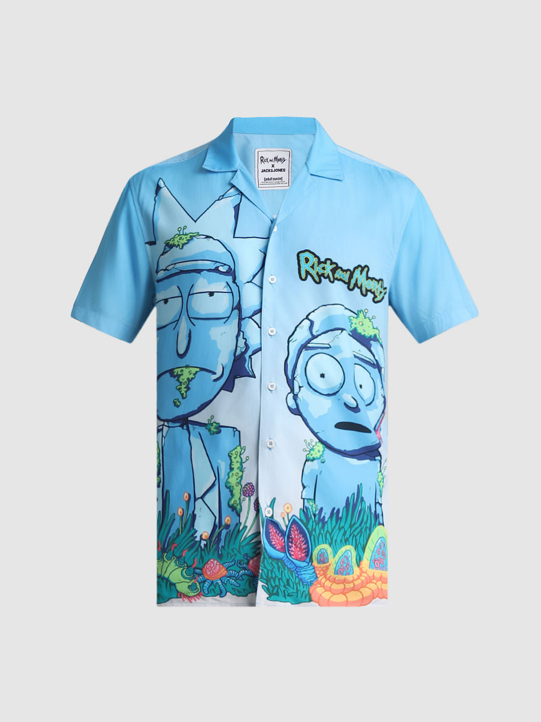 RICK & MORTY Blue Printed Short Sleeves Shirt