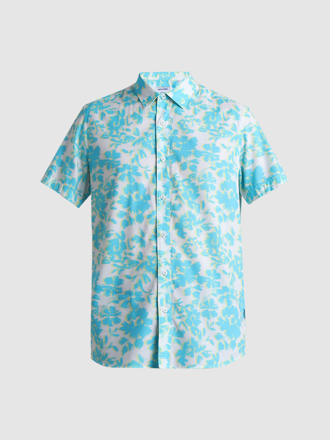 Blue Floral Short Sleeves Shirt