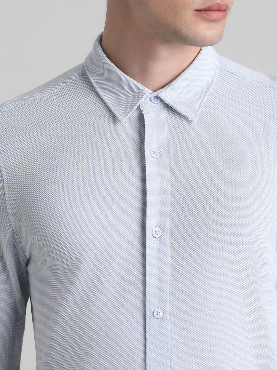 Blue Knit Full Sleeves Shirt