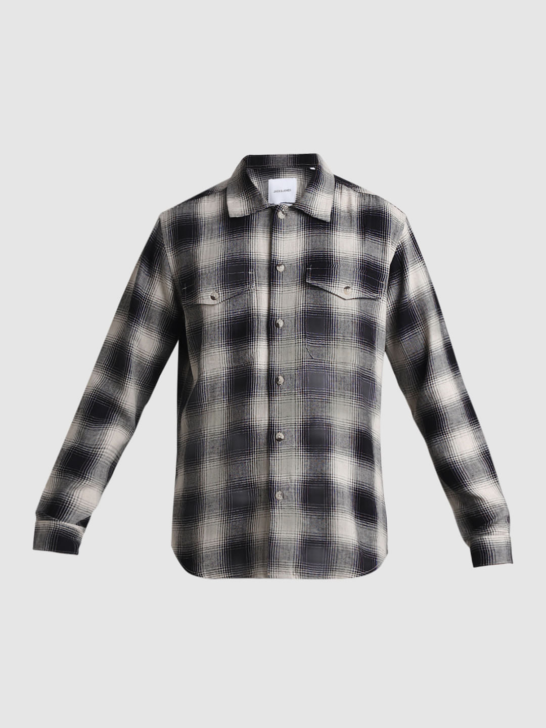 Black Check Oversized Full Sleeves Shirt