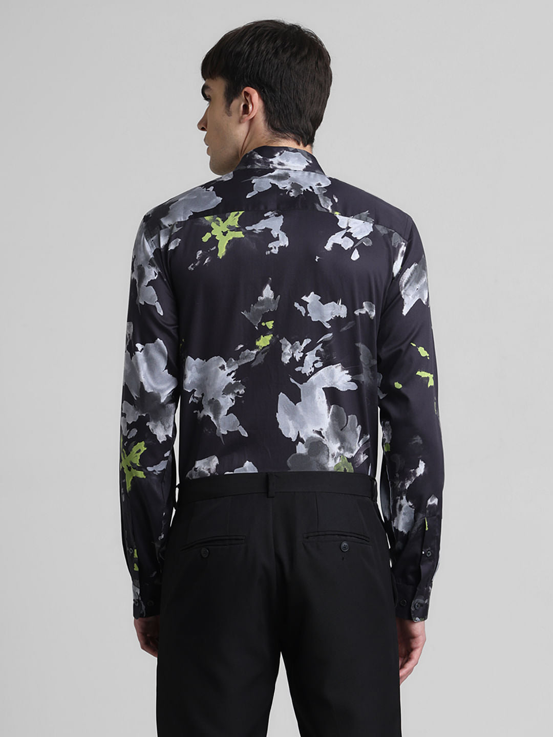 Black Floral Full Sleeves Shirt