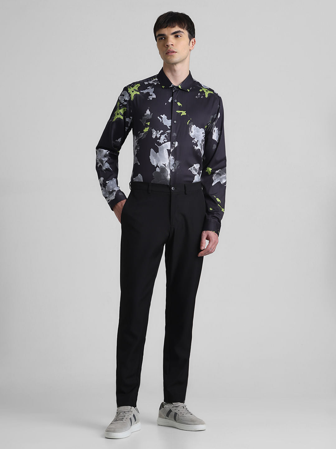 Black Floral Full Sleeves Shirt