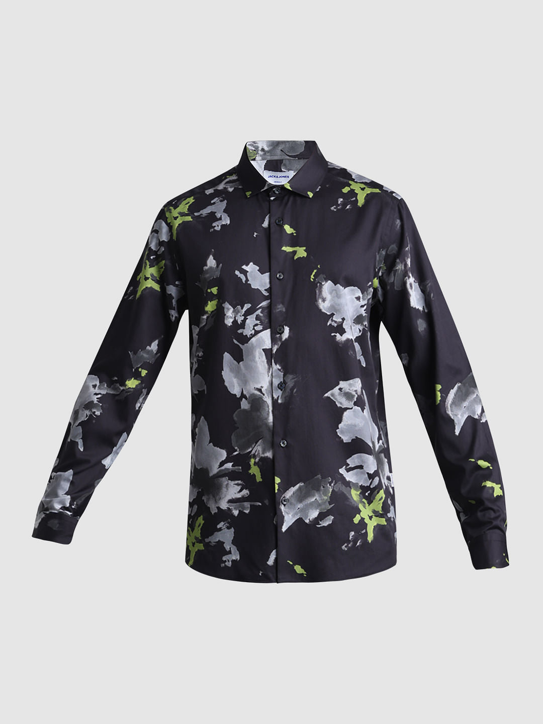 Black Floral Full Sleeves Shirt