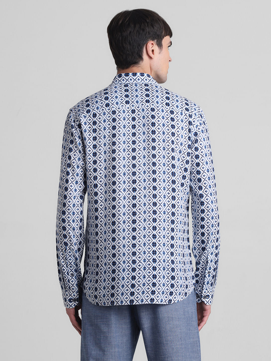 Blue Printed Full Sleeves Shirt