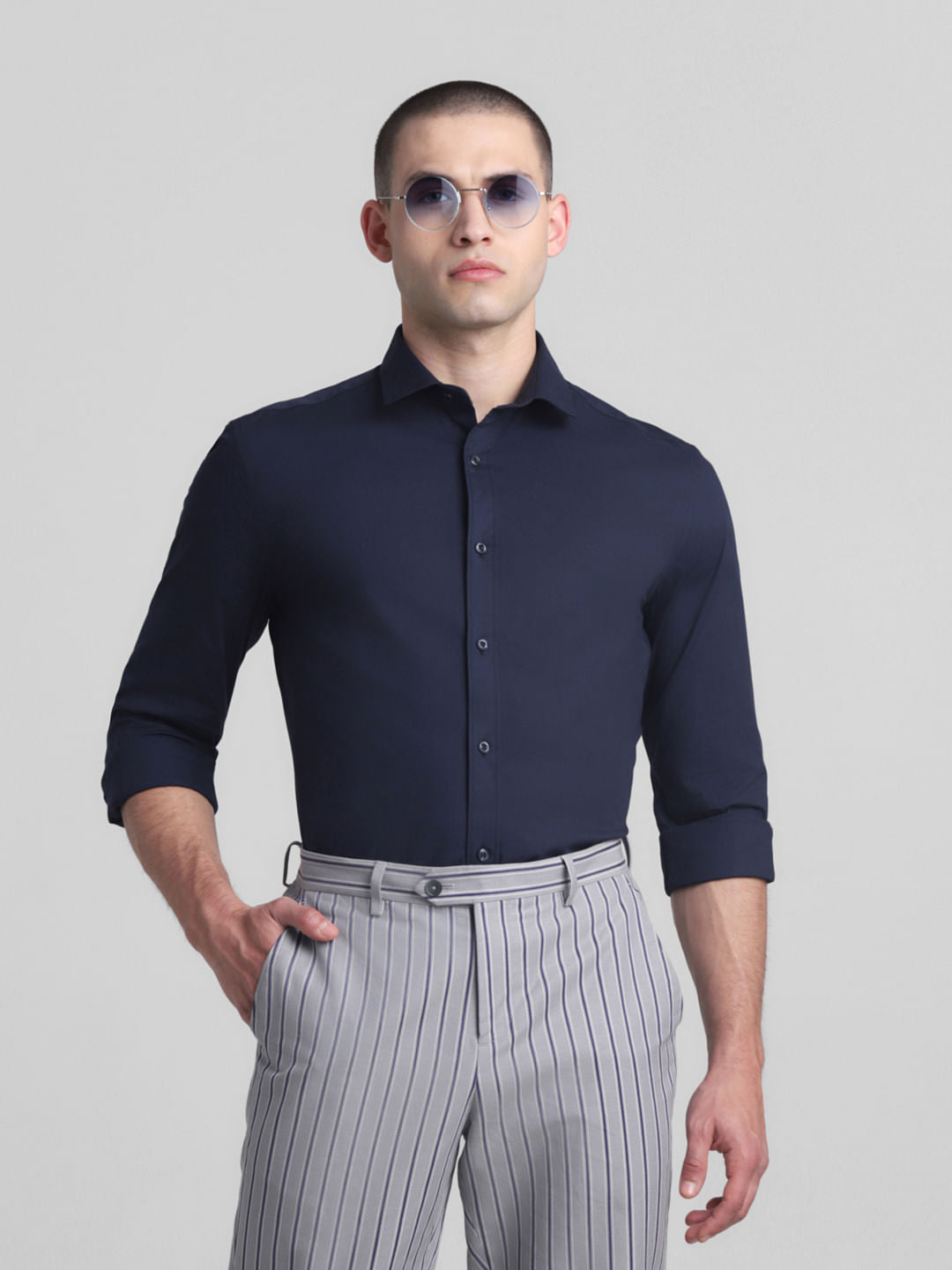 Navy Blue Full Sleeves Shirt