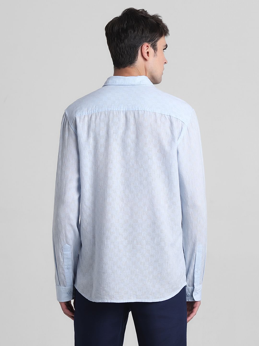 Light Blue Linen Full Sleeves Shirt