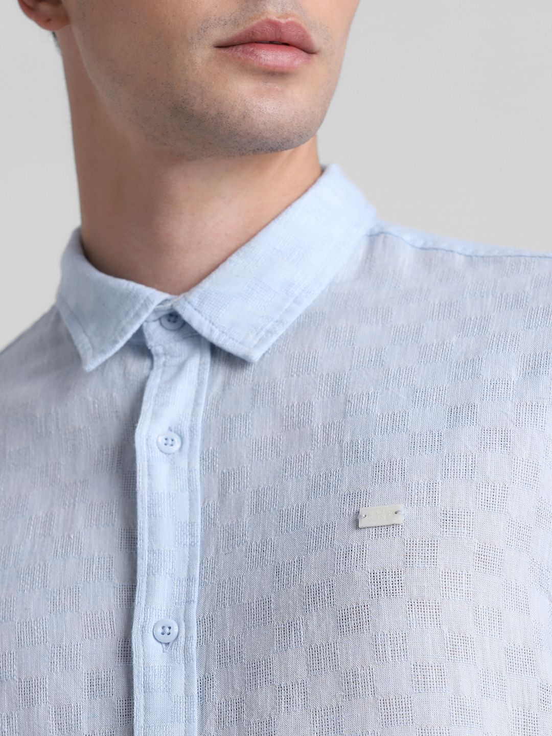 Light Blue Linen Full Sleeves Shirt