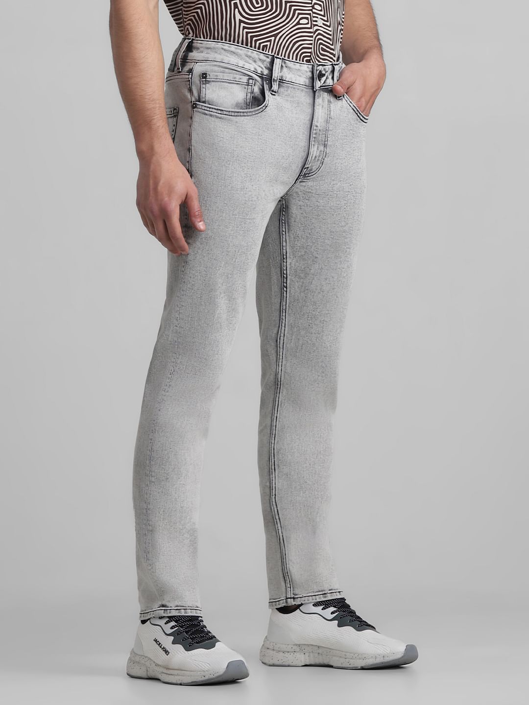 Grey Low Rise Tim Slim Fit Jeans