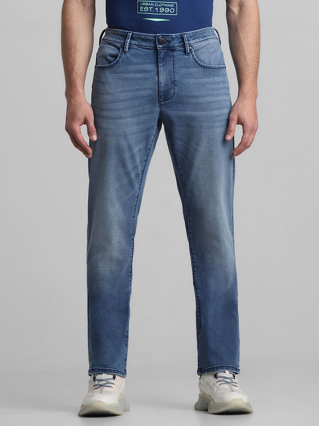 Light Blue Mid Rise Clark Regular Fit Jeans - 28/30