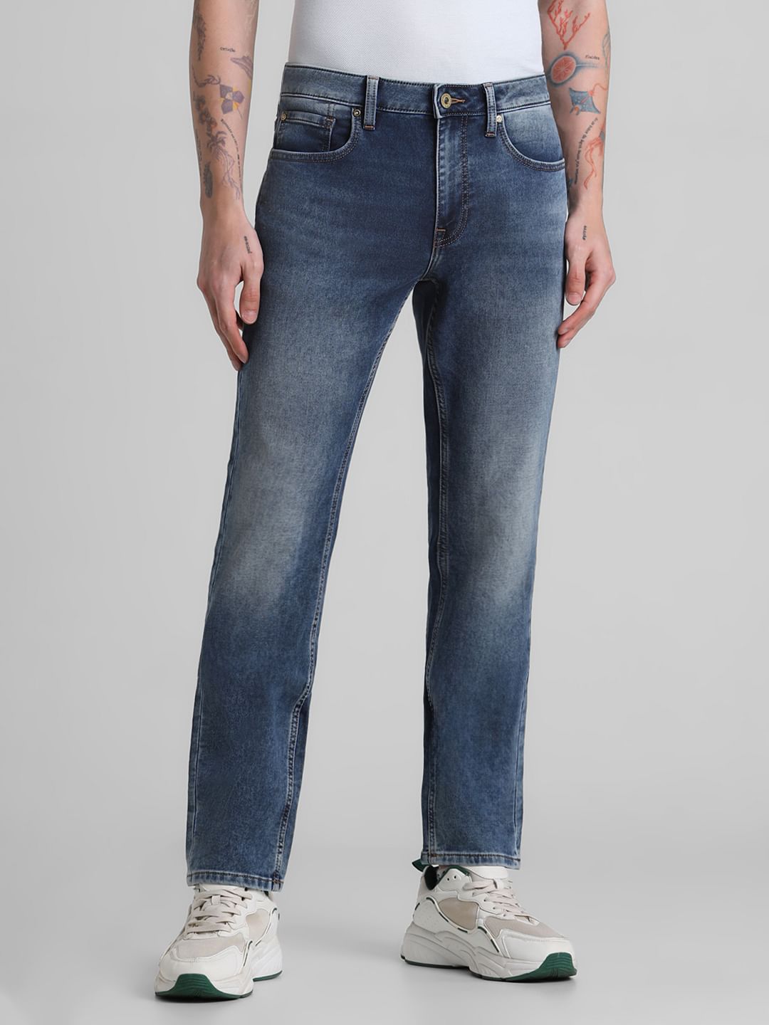 Blue Mid Rise Clark Regular Jeans