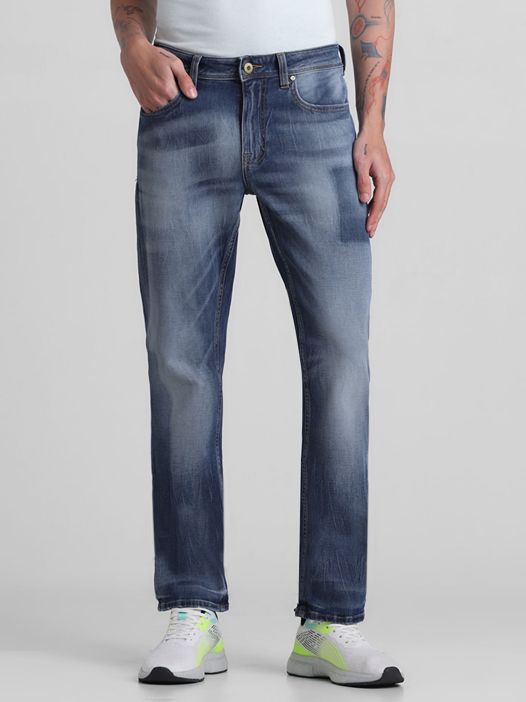 Light Blue Mid Rise Clark Regular Fit Jeans - 28/30